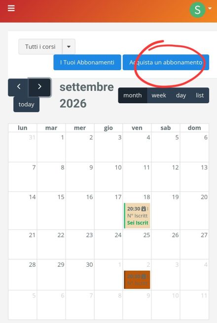 Portale Soci WindDOC, il bottone Acquista un abbonamento