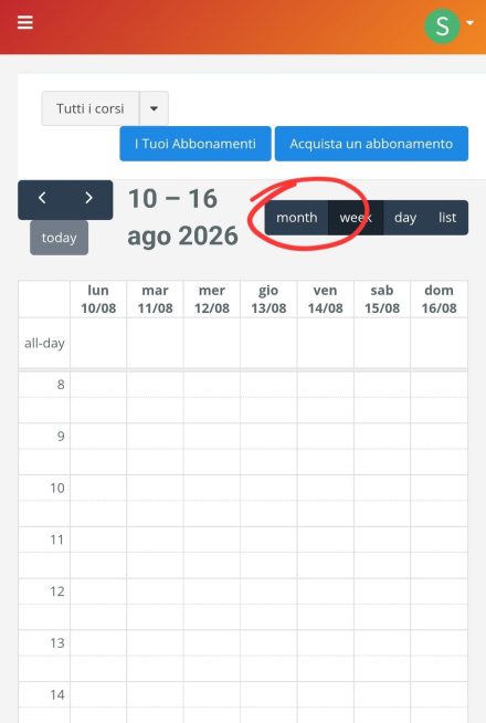 Portale Soci WindDOC, il selettore month del calendario